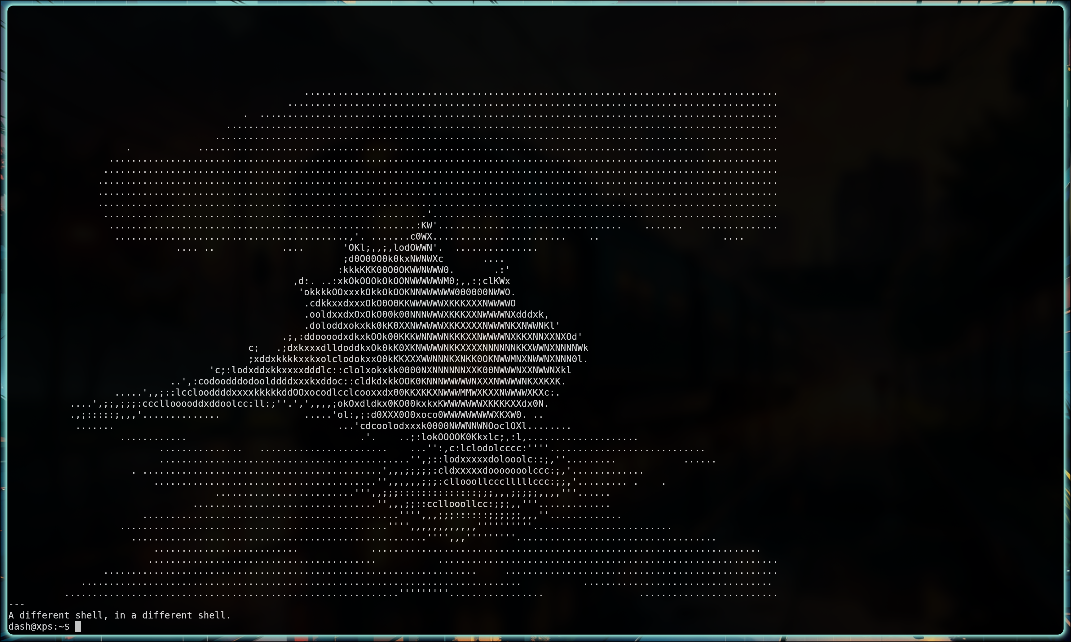 A different shell depicted in a different (ephemeral) shell.